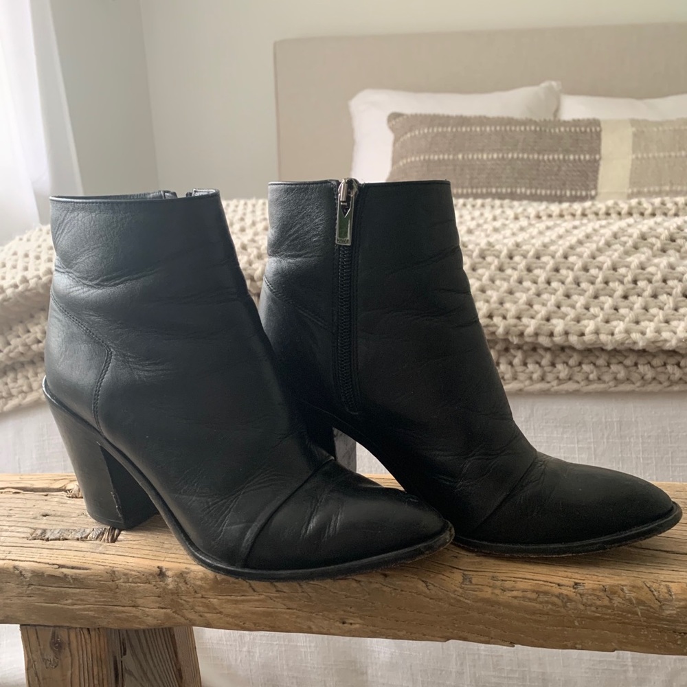 Vince black leather booties